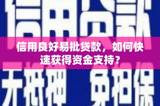 东方信用良好易批贷款，如何快速获得资金支持？