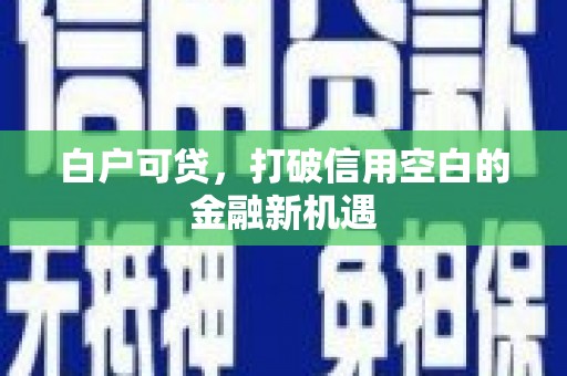 东方白户可贷，打破信用空白的金融新机遇