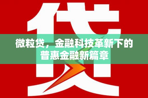 东方微粒贷，金融科技革新下的普惠金融新篇章